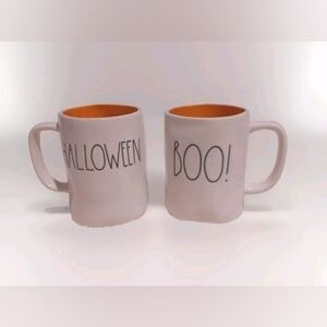 RAE DUNN HALLOWEEN Mug Set Of 2 Ivory And Orange
